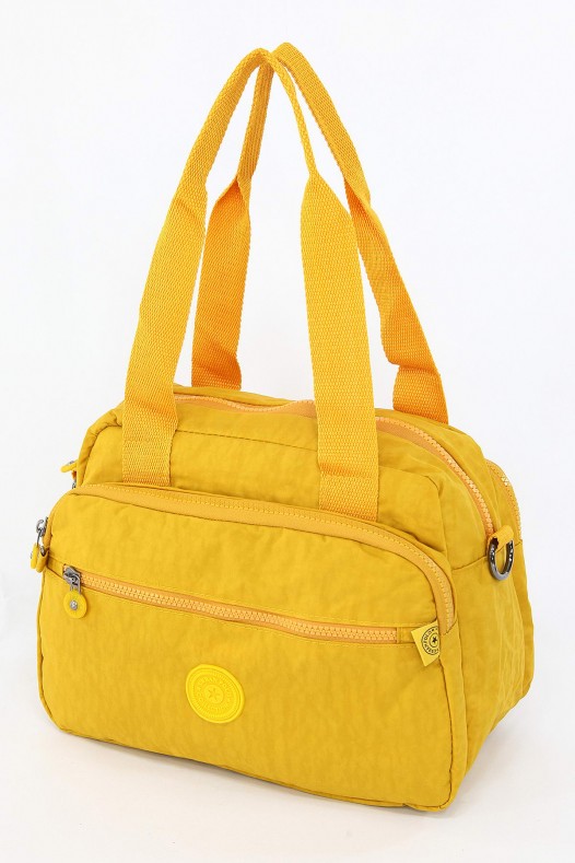 Sarı Orta Boy Günlük Kadın Çapraz Askılı Kol Omuz Çantası Su Geçirmez İthal Krinkıl Kumaş 5383