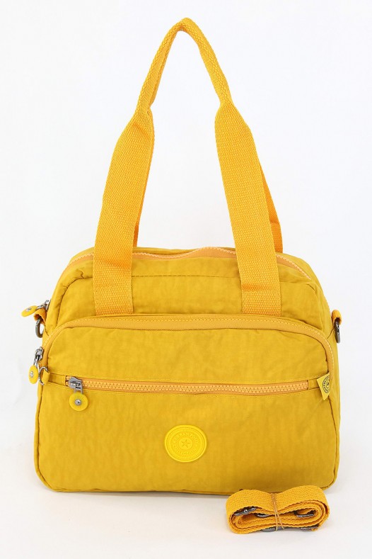 Sarı Orta Boy Günlük Kadın Çapraz Askılı Kol Omuz Çantası Su Geçirmez İthal Krinkıl Kumaş 5383