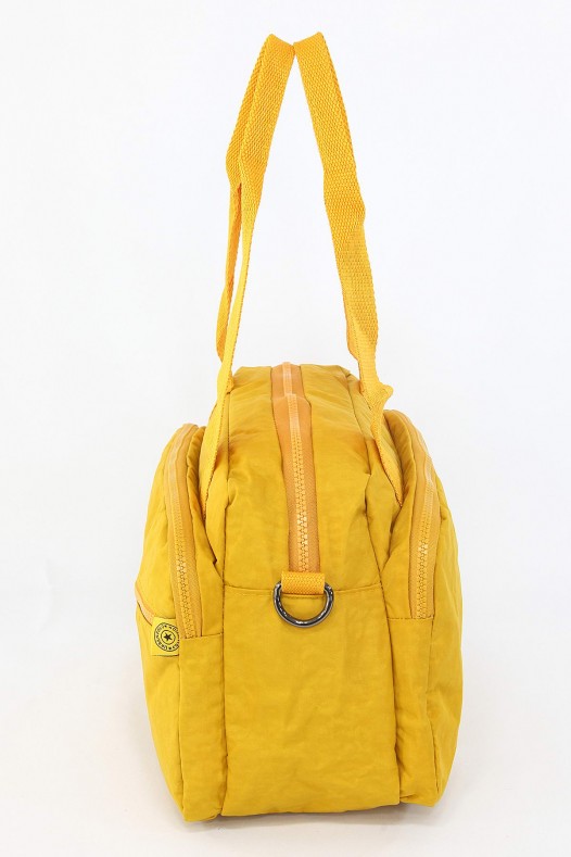 Sarı Orta Boy Günlük Kadın Çapraz Askılı Kol Omuz Çantası Su Geçirmez İthal Krinkıl Kumaş 5383