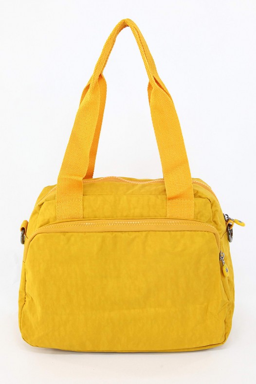 Sarı Orta Boy Günlük Kadın Çapraz Askılı Kol Omuz Çantası Su Geçirmez İthal Krinkıl Kumaş 5383