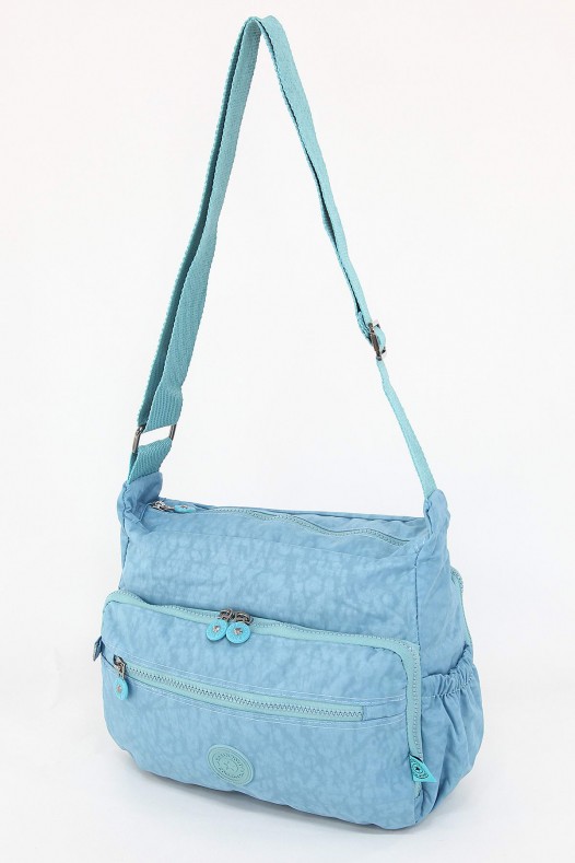 Mavi Orta Boy Günlük Kadın Çapraz Askılı Postacı Omuz Çantası Su Geçirmez İthal Krinkıl Kumaş 5384