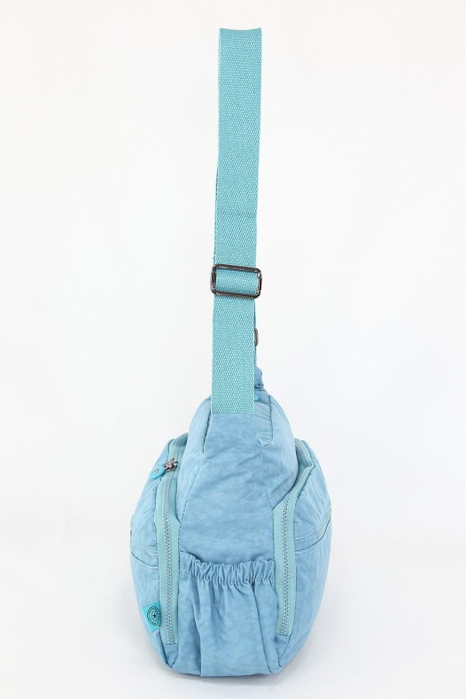 Mavi Orta Boy Günlük Kadın Çapraz Askılı Postacı Omuz Çantası Su Geçirmez İthal Krinkıl Kumaş 5384