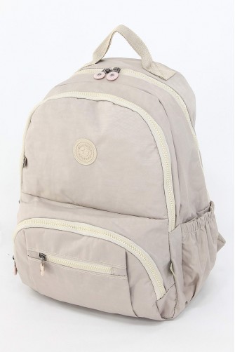 Bej Büyük Boy Günlük Unisex Kadın Erkek Sırt Çantası Su Geçirmez İthal Krinkıl Kumaş Astarlı 5385