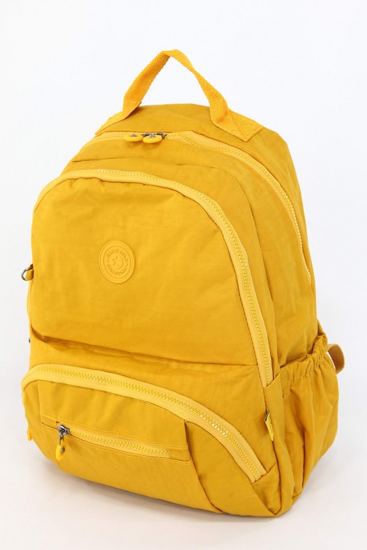 Sarı Büyük Boy Günlük Unisex Kadın Erkek Sırt Çantası Su Geçirmez İthal Krinkıl Kumaş Astarlı 5385