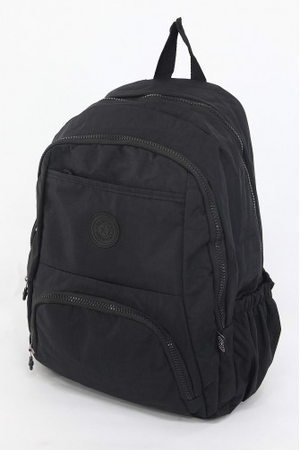 Siyah Büyük Boy Günlük Unisex Erkek Kadın Sırt Çantası Su Geçirmez İthal Krinkıl Kumaş Astarlı 5388