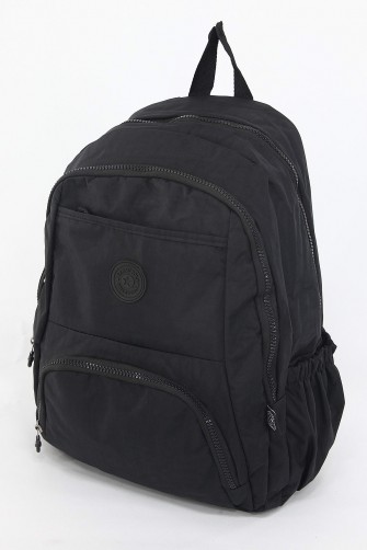 Siyah Büyük Boy Günlük Unisex Erkek Kadın Sırt Çantası Su Geçirmez İthal Krinkıl Kumaş Astarlı 5388
