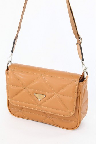 Camel Orta Boy Günlük Kadın Çapraz Askılı Postacı Omuz Çantası Suni Deri İki Gözlü Astarlı 5404