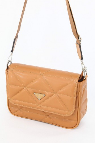 Camel Orta Boy Günlük Kadın Çapraz Askılı Postacı Omuz Çantası Suni Deri İki Gözlü Astarlı 5404