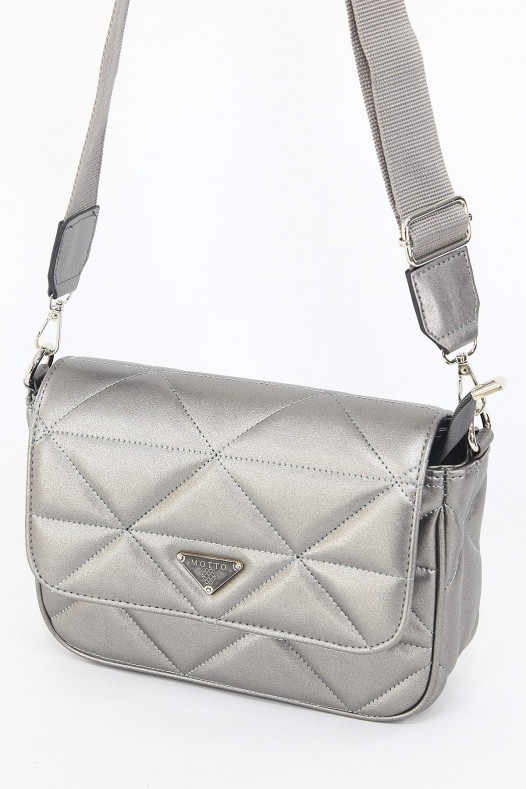 Gri Orta Boy Günlük Kadın Çapraz Askılı Postacı Omuz Çantası Suni Deri İki Gözlü Astarlı 5404