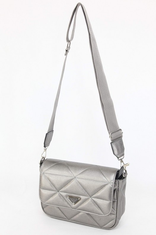 Gri Orta Boy Günlük Kadın Çapraz Askılı Postacı Omuz Çantası Suni Deri İki Gözlü Astarlı 5404