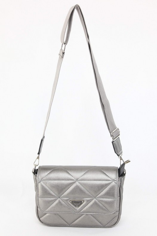 Gri Orta Boy Günlük Kadın Çapraz Askılı Postacı Omuz Çantası Suni Deri İki Gözlü Astarlı 5404