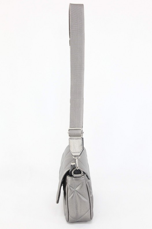 Gri Orta Boy Günlük Kadın Çapraz Askılı Postacı Omuz Çantası Suni Deri İki Gözlü Astarlı 5404