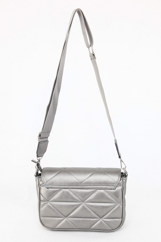 Gri Orta Boy Günlük Kadın Çapraz Askılı Postacı Omuz Çantası Suni Deri İki Gözlü Astarlı 5404