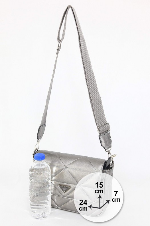 Gri Orta Boy Günlük Kadın Çapraz Askılı Postacı Omuz Çantası Suni Deri İki Gözlü Astarlı 5404