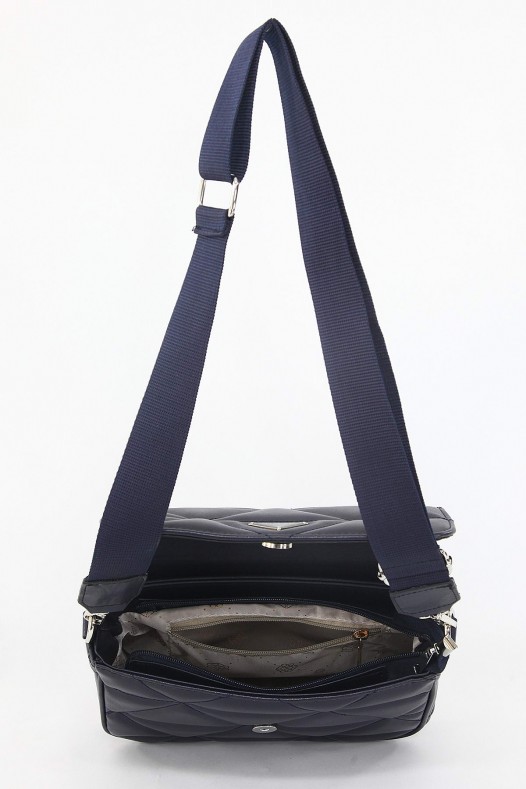 Lacivert Orta Boy Günlük Kadın Çapraz Askılı Postacı Omuz Çantası Suni Deri İki Gözlü Astarlı 5404