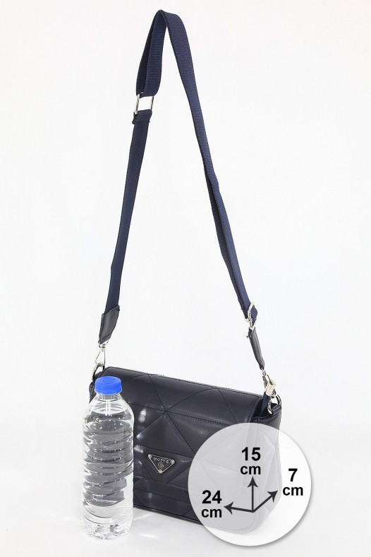 Lacivert Orta Boy Günlük Kadın Çapraz Askılı Postacı Omuz Çantası Suni Deri İki Gözlü Astarlı 5404