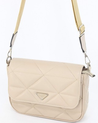 Açık Vizon Orta Boy Günlük Kadın Çapraz Askılı Postacı Omuz Çantası Suni Deri İki Gözlü Astarlı 5404