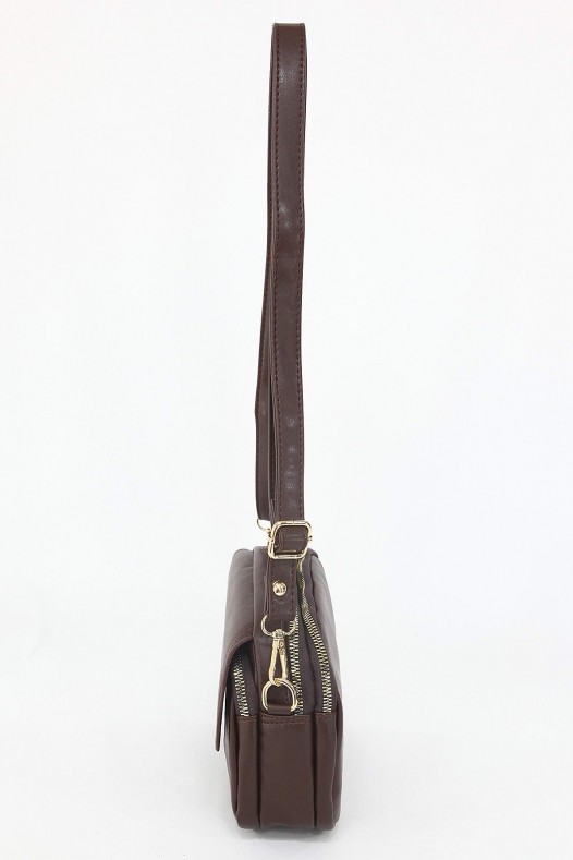 Kahverengi Küçük Boy Günlük Kadın Çapraz Askılı Postacı Omuz Çantası İthal Kaliteli Suni Deri 5405