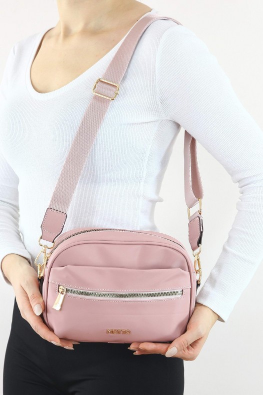 Pudra Küçük Boy Günlük Kadın Çapraz Postacı Omuz Çantası Su Geçirmez İthal Saten Kumaş Üç Gözlü 5408