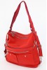 Kırmızı Büyük Boy Günlük Kadın Omuz Sırt Çantası Su Geçirmez İthal Saten Kumaş Çok Gözlü 5409