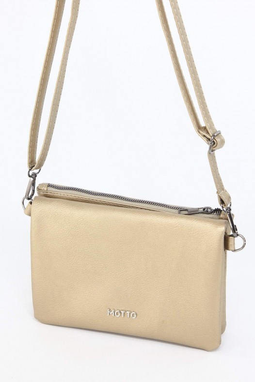 Altın Orta Boy Günlük Kadın Çapraz Askılı Portföy Cüzdan İthal Kaliteli Suni Deri Astarlı 5414