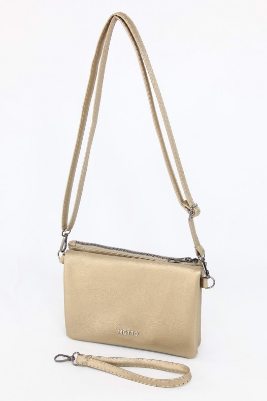 Altın Orta Boy Günlük Kadın Çapraz Askılı Portföy Cüzdan İthal Kaliteli Suni Deri Astarlı 5414