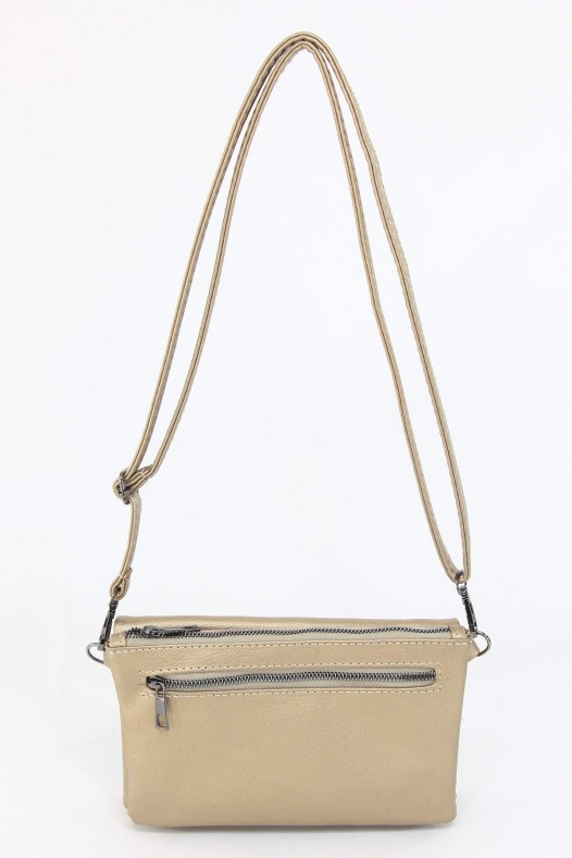 Altın Orta Boy Günlük Kadın Çapraz Askılı Portföy Cüzdan İthal Kaliteli Suni Deri Astarlı 5414