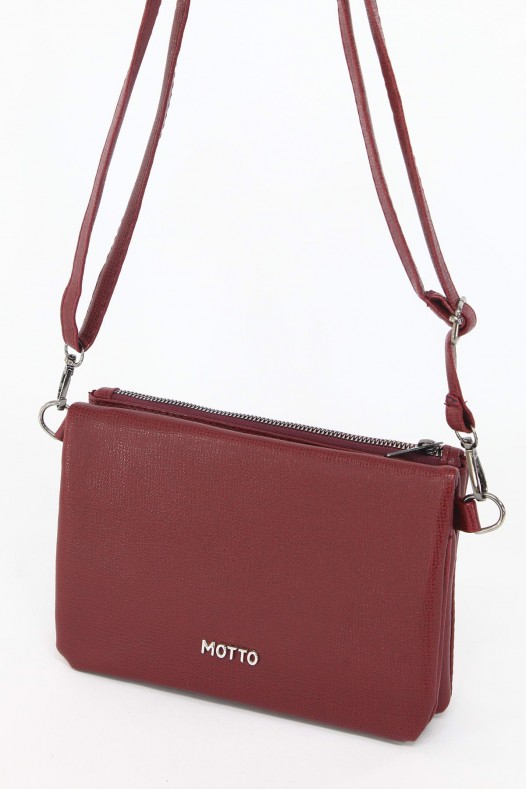 Bordo Orta Boy Günlük Kadın Çapraz Askılı Portföy Cüzdan İthal Suni Deri Çok Gözlü Astarlı 5414