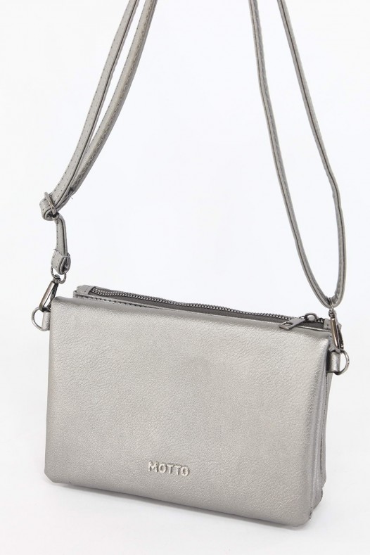 Gri Orta Boy Günlük Kadın Çapraz Askılı Portföy Cüzdan İthal Suni Deri Çok Gözlü Astarlı 5414