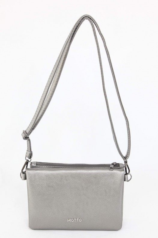 Gri Orta Boy Günlük Kadın Çapraz Askılı Portföy Cüzdan İthal Suni Deri Çok Gözlü Astarlı 5414