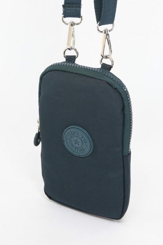 Petrol Küçük Boy Günlük Kadın Çapraz Askılı Telefonluk Cüzdan Çanta Su Geçirmez Krinkıl Kumaş 5424