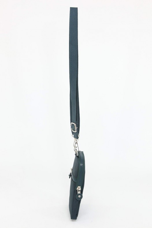 Petrol Küçük Boy Günlük Kadın Çapraz Askılı Telefonluk Cüzdan Çanta Su Geçirmez Krinkıl Kumaş 5424