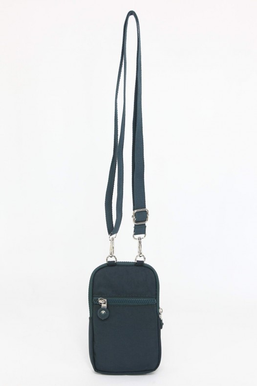 Petrol Küçük Boy Günlük Kadın Çapraz Askılı Telefonluk Cüzdan Çanta Su Geçirmez Krinkıl Kumaş 5424