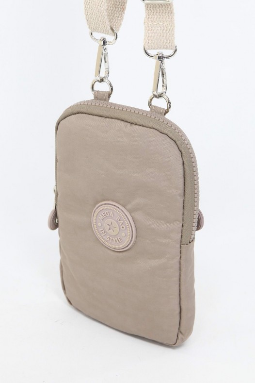 Açık Vizon Küçük Boy Günlük Kadın Çapraz Askı Telefonluk Cüzdan Çanta Su Geçirmez Krinkıl Kumaş 5424