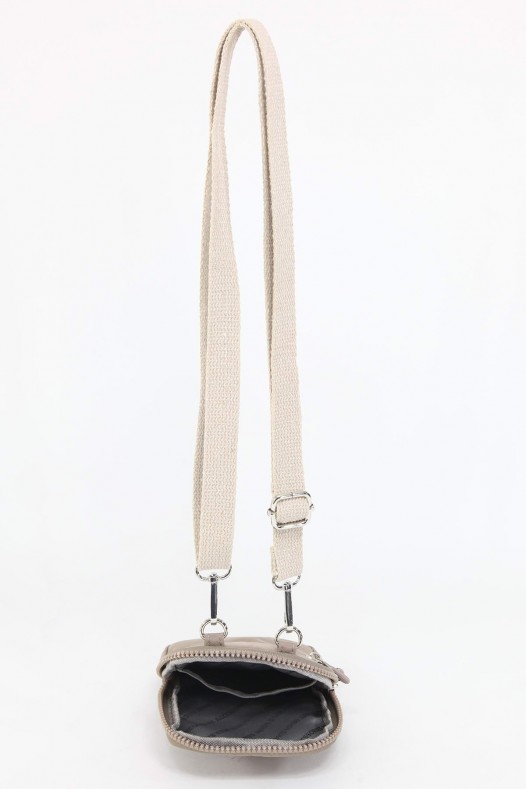 Açık Vizon Küçük Boy Günlük Kadın Çapraz Askı Telefonluk Cüzdan Çanta Su Geçirmez Krinkıl Kumaş 5424