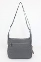 Gri Orta Boy Günlük Kadın Çapraz Askılı Postacı Omuz Çantası Krinkıl Kumaş Çok Gözlü Bölmeli 5425