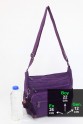Mor Orta Boy Günlük Kadın Çapraz Askılı Postacı Omuz Çantası Krinkıl Kumaş Çok Gözlü Bölmeli 5425