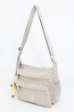 Açık Vizon Orta Boy Günlük Kadın Çapraz Askılı Postacı Omuz Çantası Krinkıl Kumaş Çok Gözlü 5425