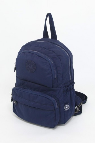 Lacivert Orta Boy Günlük Kadın Göğüs ve Sırt Çantası Body Bag Free Bag Krinkıl Kumaş Çok Gözlü 5426