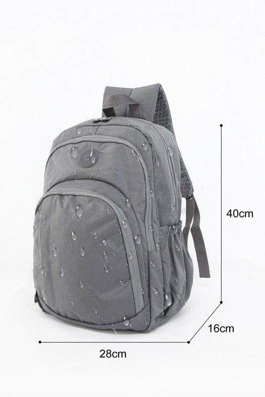 Gri Büyük Boy Günlük Unisex Kadın Erkek Sırt Çantası İthal Krinkıl Kumaş Çok Gözlü Astarlı 5428