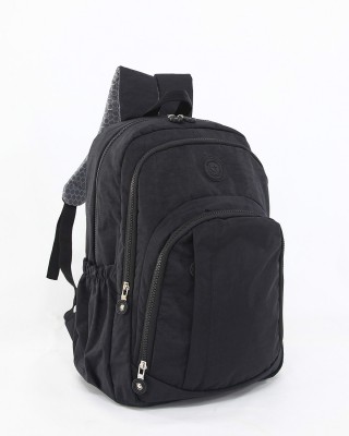 Siyah Büyük Boy Günlük Unisex Kadın Erkek Sırt Çantası İthal Krinkıl Kumaş Çok Gözlü Astarlı 5428