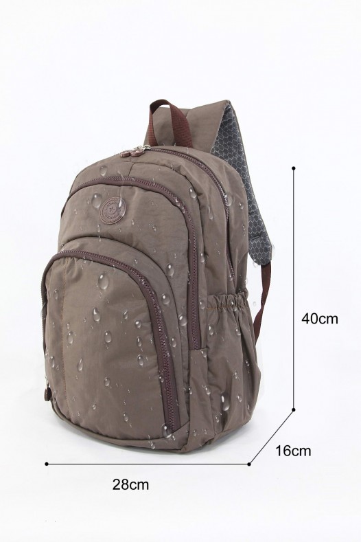 Vizon Büyük Boy Günlük Unisex Kadın Erkek Sırt Çantası İthal Krinkıl Kumaş Çok Gözlü Astarlı 5428