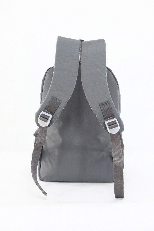 Gri Büyük Boy Günlük Kadın El Askılı Sırt Çantası Su Geçirmez İthal Krinkıl Kumaş Çok Gözlü 5430