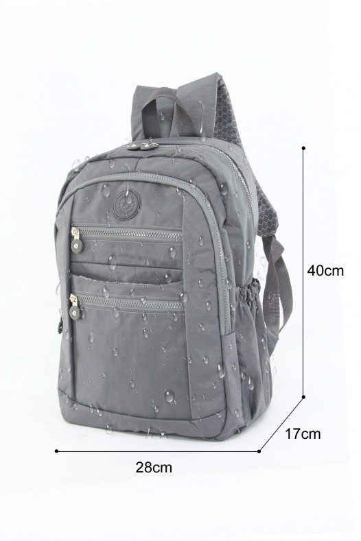 Gri Büyük Boy Günlük Kadın El Askılı Sırt Çantası Su Geçirmez İthal Krinkıl Kumaş Çok Gözlü 5430