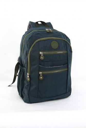 Petrol Büyük Boy Günlük Kadın El Askılı Sırt Çantası Su Geçirmez İthal Krinkıl Kumaş Çok Gözlü 5430