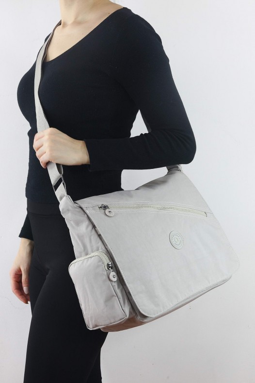 Bej A4 Laptop Büyük Boy Günlük Kadın Çapraz Askılı Postacı Omuz Çantası Su Geçirmez Krinkıl 5431