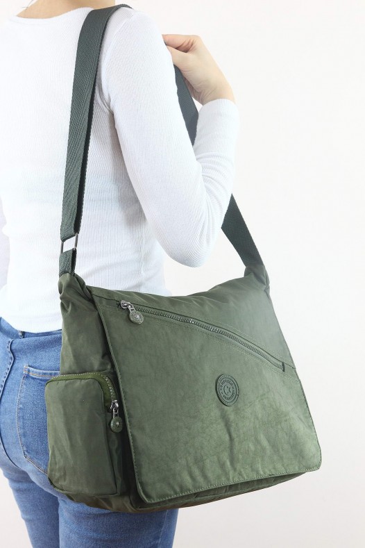 Haki A4 Laptop Büyük Boy Günlük Kadın Çapraz Askılı Postacı Omuz Çantası Su Geçirmez Krinkıl 5431