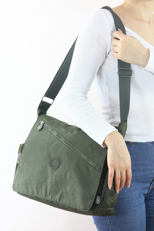 Haki A4 Laptop Büyük Boy Günlük Kadın Çapraz Askılı Postacı Omuz Çantası Su Geçirmez Krinkıl 5431