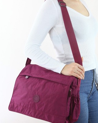 Bordo A4 Laptop Büyük Boy Günlük Kadın Çapraz Askılı Postacı Omuz Çantası Su Geçirmez Krinkıl 5432