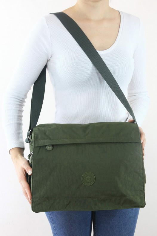 Haki A4 Laptop Büyük Boy Günlük Kadın Çapraz Askılı Postacı Omuz Çantası Su Geçirmez Krinkıl 5432